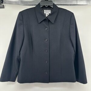 Pendleton Women Black Blazer‎ Jacket 100% Virgin Wool Made In USA Size 12